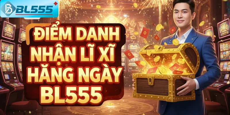 Giao diện điểm danh trên app BL555 - bấm 1 cái nhận ngay